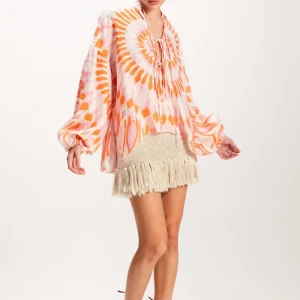 BATA LINHO ESTAMPA MANDALA LARANJA E ROSA
