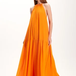 VESTIDO LONGO CAMADAS SEM MANGAS LARANJA