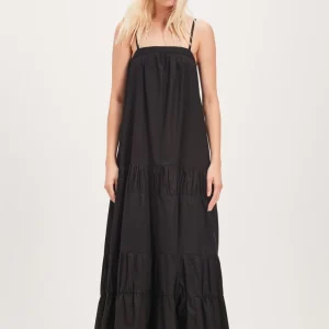 VESTIDO LONGO ALÇAS TRICOLINE PRETO
