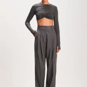 BLUSA CROPPED MALHA CINZA