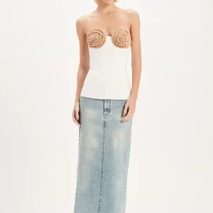 TOP CORSET LINHO OFF WHITE PEITO BEGE