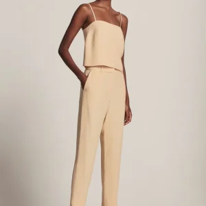 CALÇA SLIM CREPE AMARELO CLARO