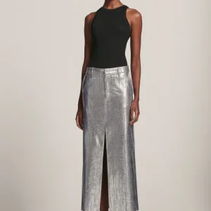 SAIA MIDI FENDA FRONTAL JEANS PRATA