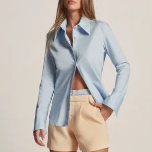 CAMISA ACINTURADA TRICOLINE AZUL