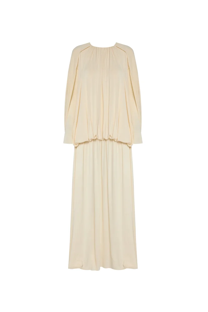 VESTIDO LONGO AMPLO CAPA MALHA MANTEIGA - Image 5