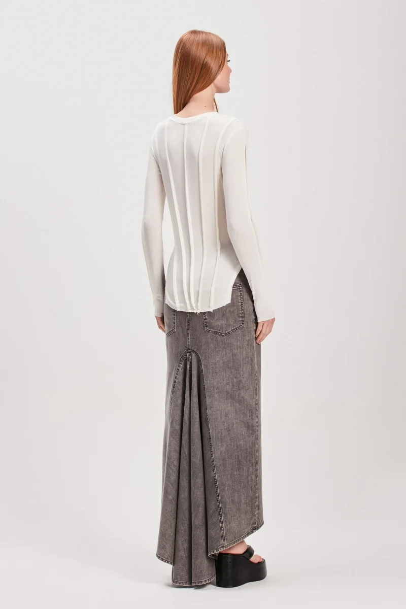 BLUSA RECORTES MALHA OFF WHITE - Image 3