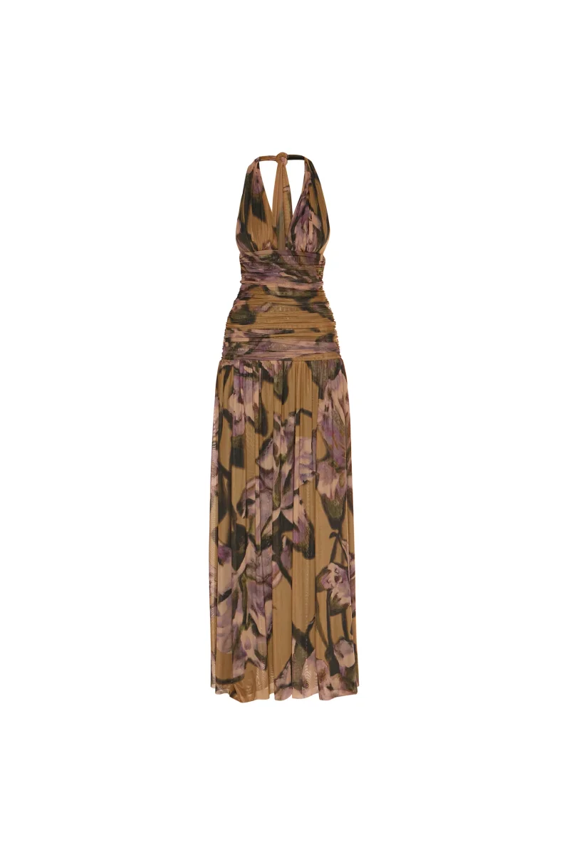 VESTIDO LONGO FRENTE ÚNICA DRAPEADO TULE FLORAL - Image 8