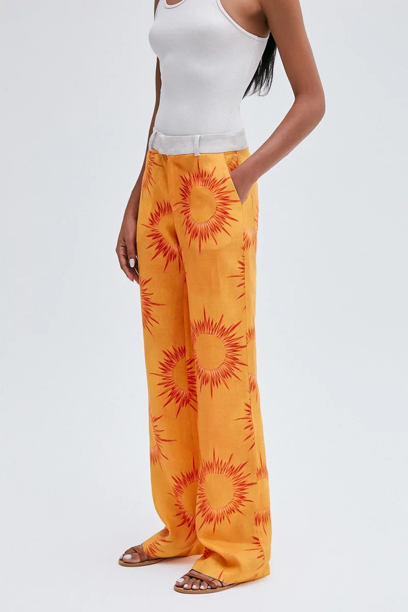 CALÇA RETA LINHO ESTAMPA SOL - Image 3