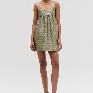 VESTIDO CURTO JACQUARD METAIS VERDE PISTACHE