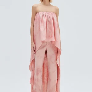 CALÇA RETA LINHO ROSA MARMORIZADO TINTURADO