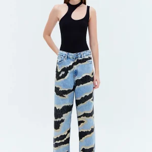 CALÇA JEANS TIGRE PEDRAS PINTADO A MÃO