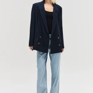 BLAZER ALFAIATARIA TRANSPASSE AZUL MARINHO