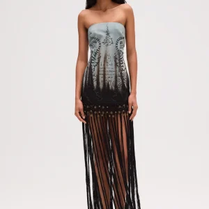 VESTIDO TOMARA QUE CAIA CURTO FRANJAS TIE DYE THAI
