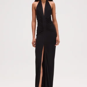 VESTIDO LONGO FRENTE ÚNICA JERSEY PRETO