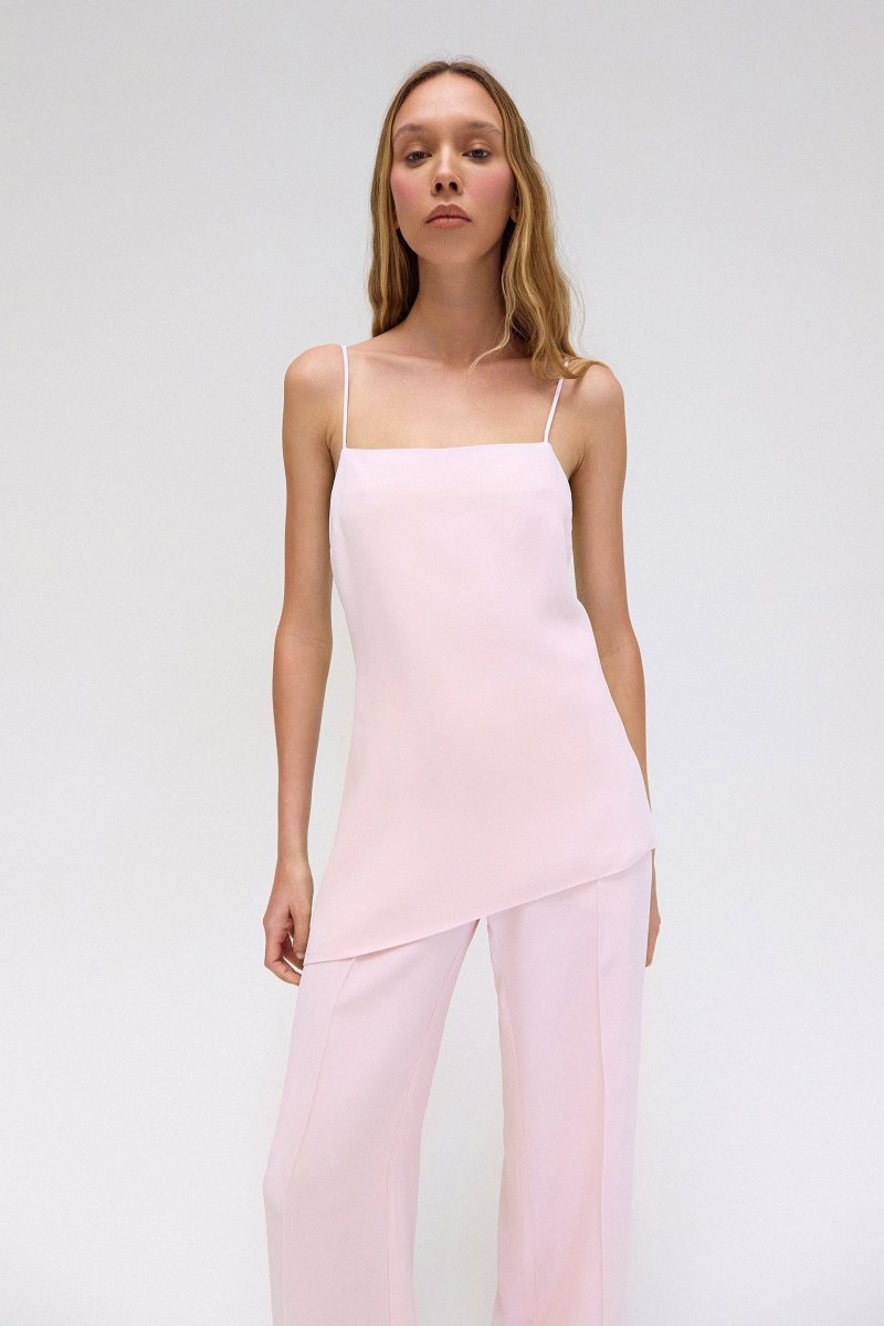 REGATA ASSIMÉTRICA CREPE PATOU ROSA CLARO