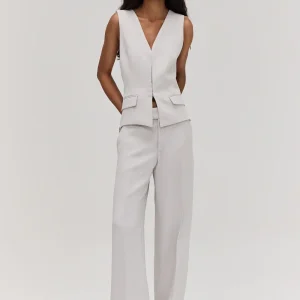 CALÇA ALFAIATARIA BARRA ITALIANA  CREPE PATOU CINZA CLARO