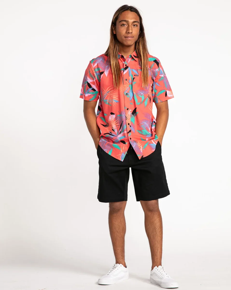 Camisa Volcom Leaf Spray Woven Lava Rock Red - Image 4