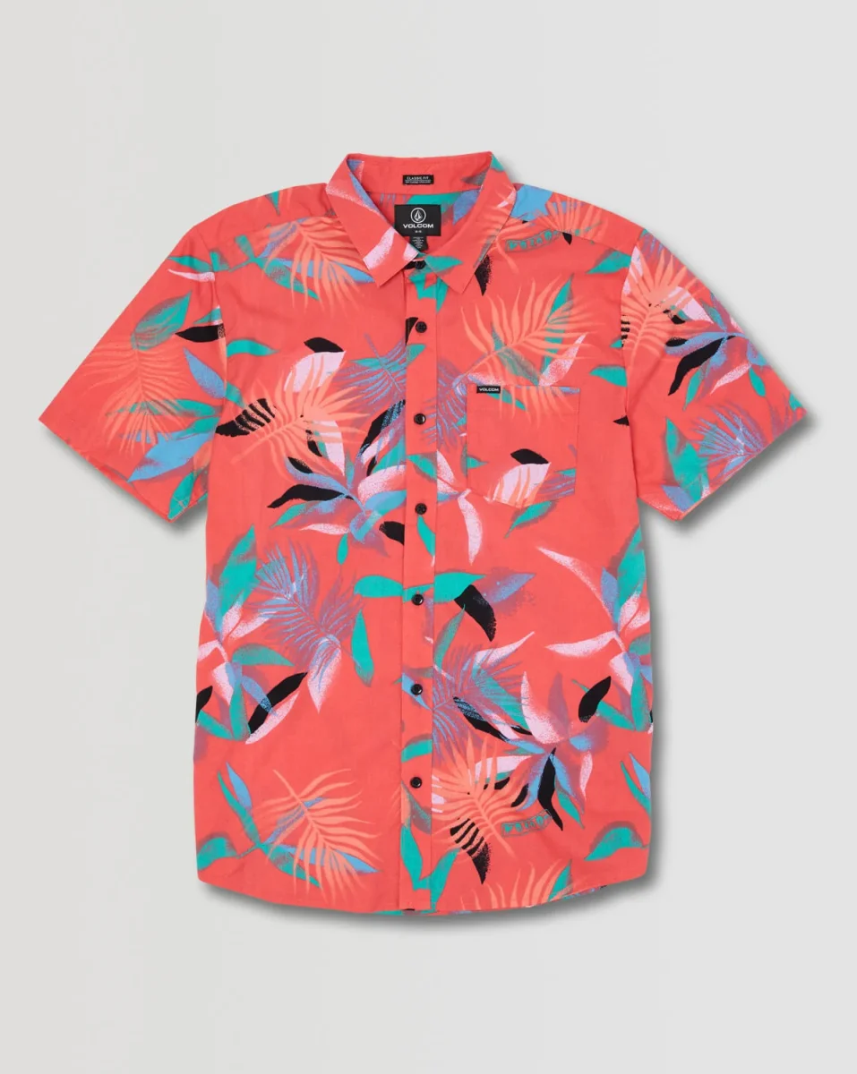 Camisa Volcom Leaf Spray Woven Lava Rock Red - Image 5