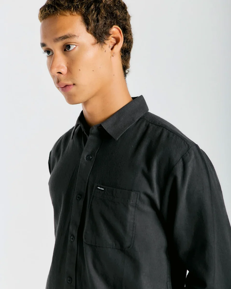 Camisa Flanela Volcom Caden Solid Stealth