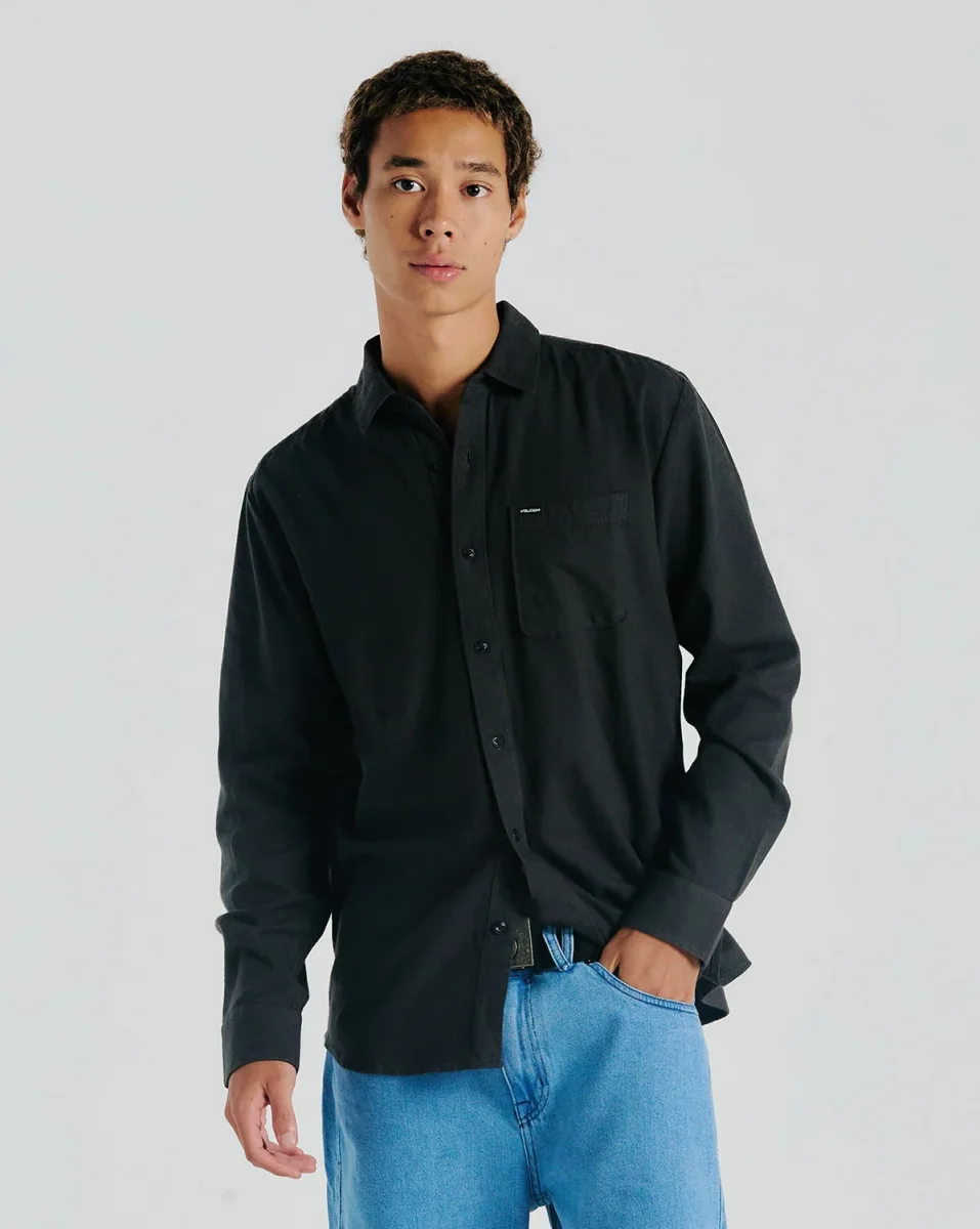 Camisa Flanela Volcom Caden Solid Stealth - Image 3