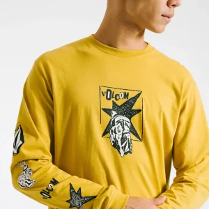 Camiseta Volcom Manga Longa Heritage Amarela