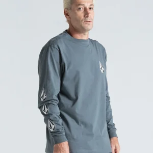 Camiseta Manga Longa Volcom Iconic Cinza Chumbo