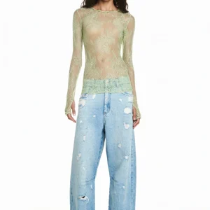BLUSA MANGA LONGA RENDA VERDE