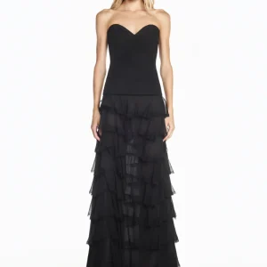 TOP TOMARA QUE CAIA DRAPEADO CHIFFON PRETO
