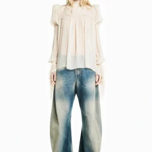 CALÇA JEANS MANCHADA PERNA MONTARIA