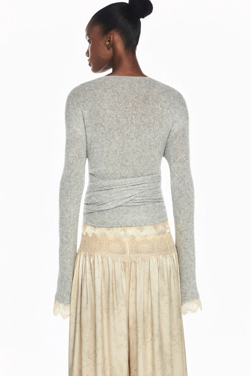 BLUSA CASHECOUER TRICOT CINZA RENDA PUNHO - Image 5