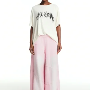CALÇA MOLETOM RECORTES ROSA ESTONADO